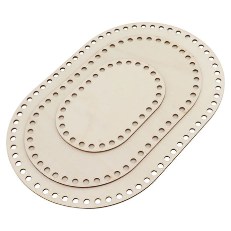 3Pcs Wooden Basket Bottom Oval Blank Solid Crochet Basket Wood Base for DIY Basket Weaving Supplies Craft Making