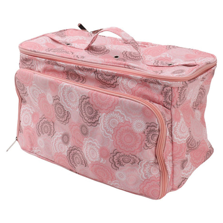 Knitting Bag Pink Oxford Cloth DIY Multifunctional Portable Crochet Holder Bag with Dividers for Knitting Needles Yarn Balls Sewing Supplies