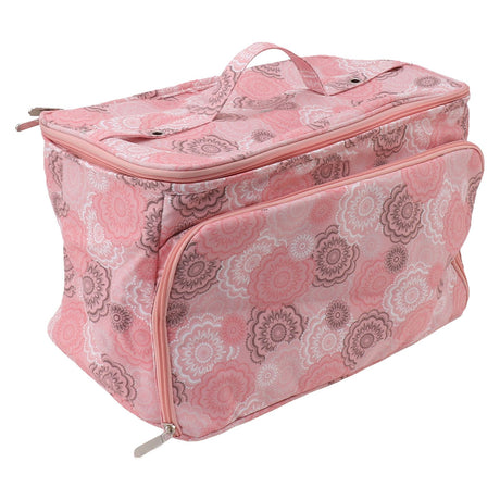 Knitting Bag Pink Oxford Cloth DIY Multifunctional Portable Crochet Holder Bag with Dividers for Knitting Needles Yarn Balls Sewing Supplies