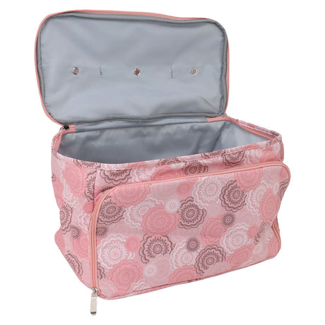 Knitting Bag Pink Oxford Cloth DIY Multifunctional Portable Crochet Holder Bag with Dividers for Knitting Needles Yarn Balls Sewing Supplies