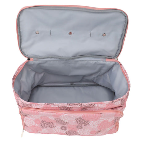 Knitting Bag Pink Oxford Cloth DIY Multifunctional Portable Crochet Holder Bag with Dividers for Knitting Needles Yarn Balls Sewing Supplies