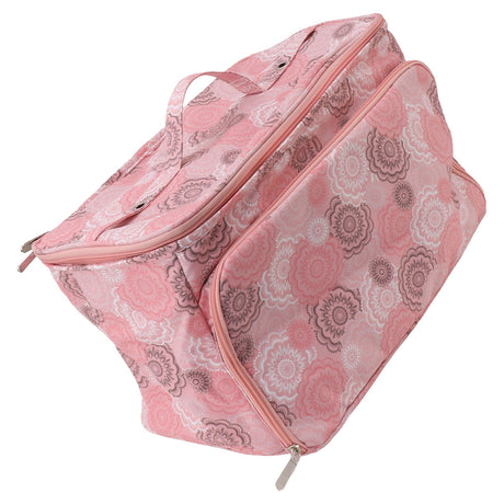 Knitting Bag Pink Oxford Cloth DIY Multifunctional Portable Crochet Holder Bag with Dividers for Knitting Needles Yarn Balls Sewing Supplies