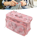 Knitting Bag Pink Oxford Cloth DIY Multifunctional Portable Crochet Holder Bag with Dividers for Knitting Needles Yarn Balls Sewing Supplies