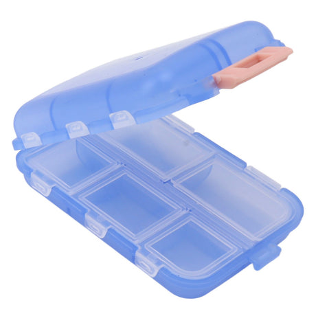 Medicine Box Medicine Case Plastic Waterproof 10 Compartments Buckle Lock Weekly Portable Medicine Container Blue