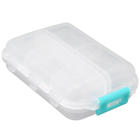 Medicine Box Medicine Case Plastic Waterproof 10 Compartments Buckle Lock Weekly Portable Medicine Container White