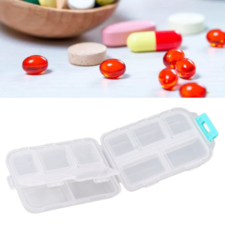 Medicine Box Medicine Case Plastic Waterproof 10 Compartments Buckle Lock Weekly Portable Medicine Container White
