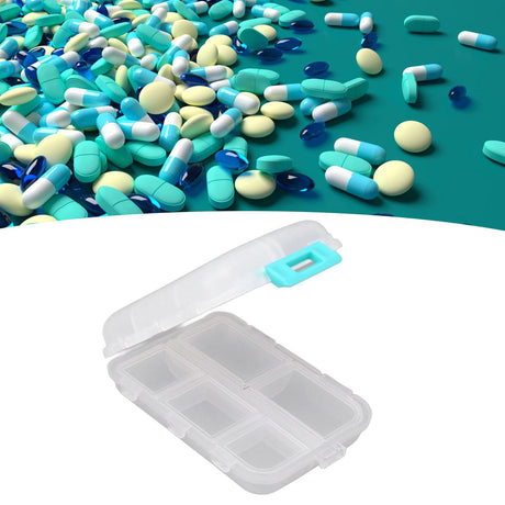 Medicine Box Medicine Case Plastic Waterproof 10 Compartments Buckle Lock Weekly Portable Medicine Container White