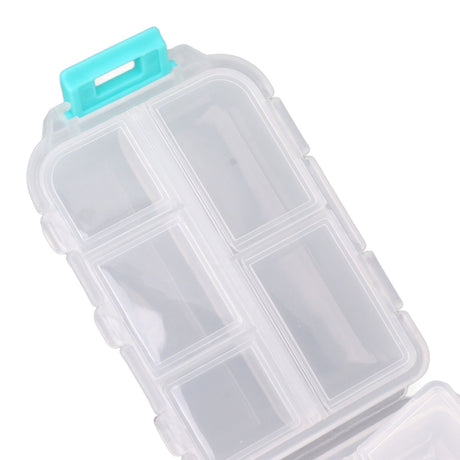 Medicine Box Medicine Case Plastic Waterproof 10 Compartments Buckle Lock Weekly Portable Medicine Container White