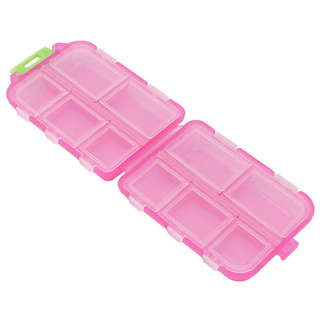 Medicine Box Medicine Case Plastic Waterproof 10 Compartments Buckle Lock Weekly Portable Medicine Container Rose Red