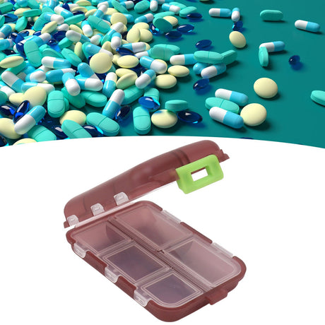 Medicine Box Medicine Case Plastic Waterproof 10 Compartments Buckle Lock Weekly Portable Medicine Container Purple