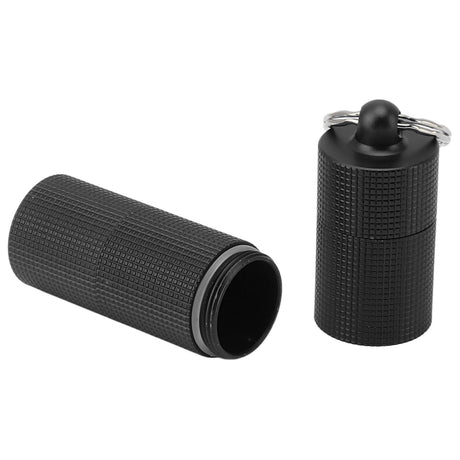 Keychain Medicine Holder Case 3 Compartment Waterproof Metal Travel Tablet Capsule Holder for Outdoor Black