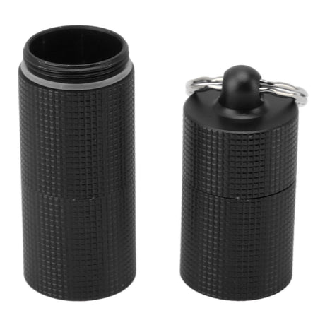 Keychain Medicine Holder Case 3 Compartment Waterproof Metal Travel Tablet Capsule Holder for Outdoor Black