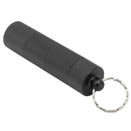 Keychain Medicine Holder Case 3 Compartment Waterproof Metal Travel Tablet Capsule Holder for Outdoor Black