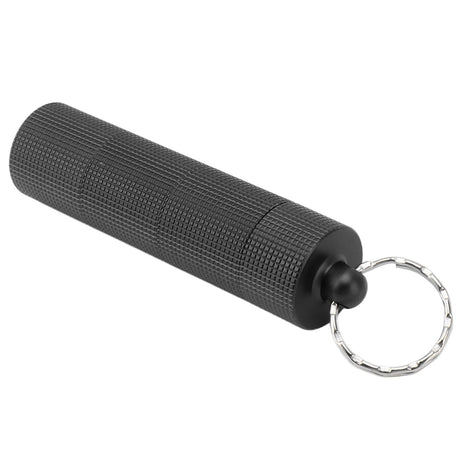 Keychain Medicine Holder Case 3 Compartment Waterproof Metal Travel Tablet Capsule Holder for Outdoor Black