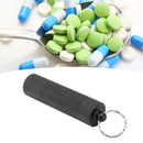 Keychain Medicine Holder Case 3 Compartment Waterproof Metal Travel Tablet Capsule Holder for Outdoor Black