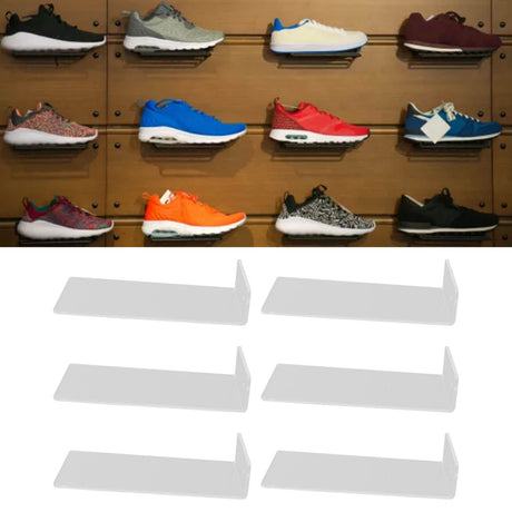6Pcs Floating Shoes Rack Basketball Shoes Football Shoes Display Rack Wall Acrylic Transparent Sneakers Shelf