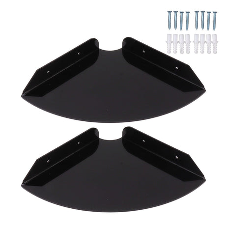 2pcs Wall Mount Floating Corner Shelves Quarter Round Hanging Corner Shelves for Bedrooms Living Rooms Shower Room Black