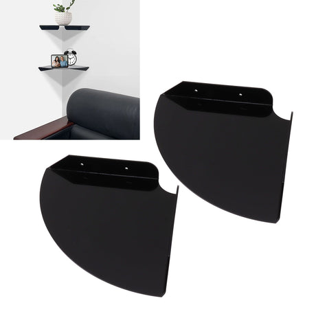 2pcs Wall Mount Floating Corner Shelves Quarter Round Hanging Corner Shelves for Bedrooms Living Rooms Shower Room Black