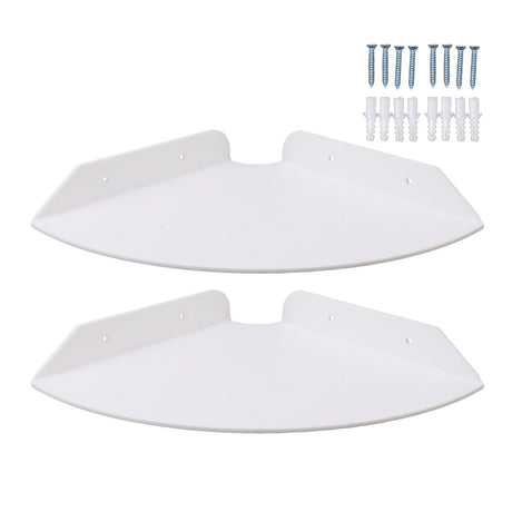 2pcs Wall Mount Floating Corner Shelves Quarter Round Hanging Corner Shelves for Bedrooms Living Rooms Shower Room White