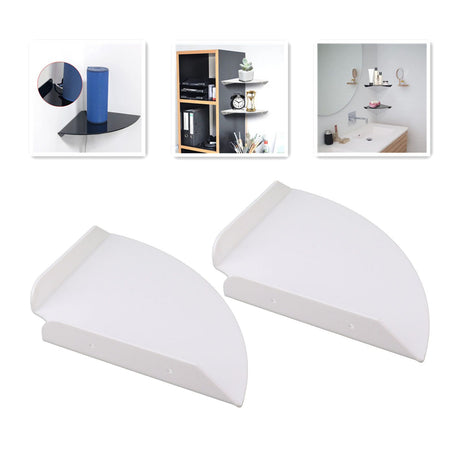 2pcs Wall Mount Floating Corner Shelves Quarter Round Hanging Corner Shelves for Bedrooms Living Rooms Shower Room White