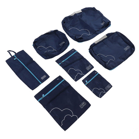 7 Pcs Luggage Packing Bags Polyester Waterproof Luggage Packing Cubes for Business Trip Travel Navy Blue