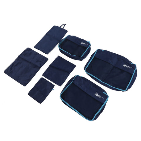 7 Pcs Luggage Packing Bags Polyester Waterproof Luggage Packing Cubes for Business Trip Travel Navy Blue