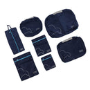 7 Pcs Luggage Packing Bags Polyester Waterproof Luggage Packing Cubes for Business Trip Travel Navy Blue