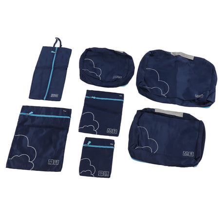 7 Pcs Luggage Packing Bags Polyester Waterproof Luggage Packing Cubes for Business Trip Travel Navy Blue