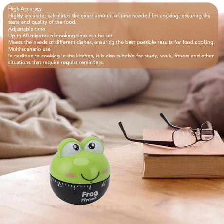 Cartoon Machinery Timer High Accuracy Adjustable 60 Minutes Mechanical Kitchen Cooking Timer for Kitchen Study Green