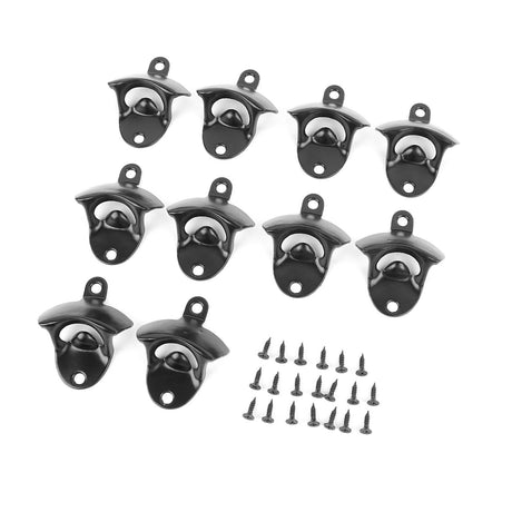 10Pcs Black Beer Bottle Opener Bar Beer Soda Bottle Cap Opener for Restaurant Camping Home Party