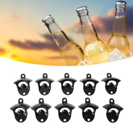 10Pcs Black Beer Bottle Opener Bar Beer Soda Bottle Cap Opener for Restaurant Camping Home Party