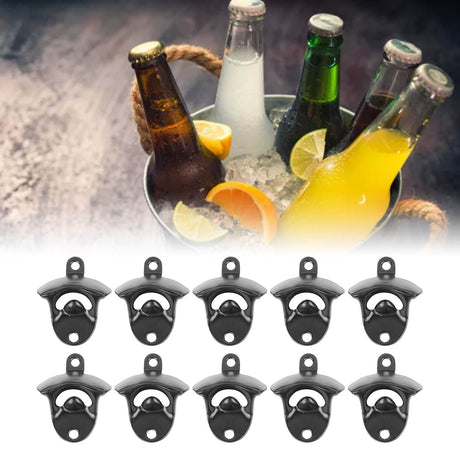 10Pcs Black Beer Bottle Opener Bar Beer Soda Bottle Cap Opener for Restaurant Camping Home Party