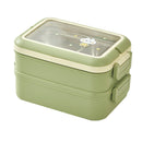 Stainless Steel Insulated Lunch Box Multiple Compartments Fashionable Safe Stainless Steel Bento Box for Students Kids Green