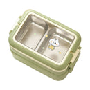 Stainless Steel Insulated Lunch Box Multiple Compartments Fashionable Safe Stainless Steel Bento Box for Students Kids Green