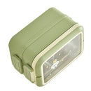Stainless Steel Insulated Lunch Box Multiple Compartments Fashionable Safe Stainless Steel Bento Box for Students Kids Green
