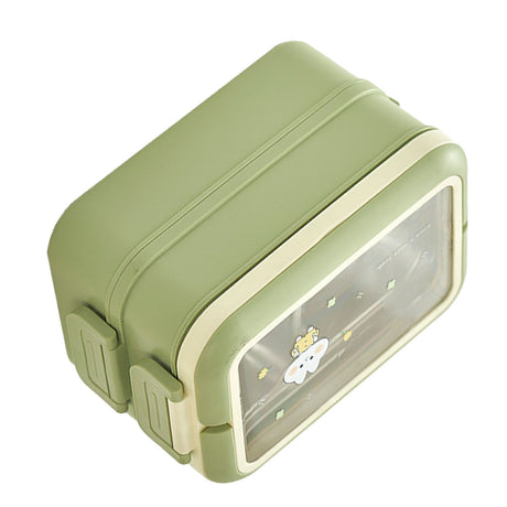 Stainless Steel Insulated Lunch Box Multiple Compartments Fashionable Safe Stainless Steel Bento Box for Students Kids Green