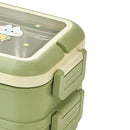 Stainless Steel Insulated Lunch Box Multiple Compartments Fashionable Safe Stainless Steel Bento Box for Students Kids Green