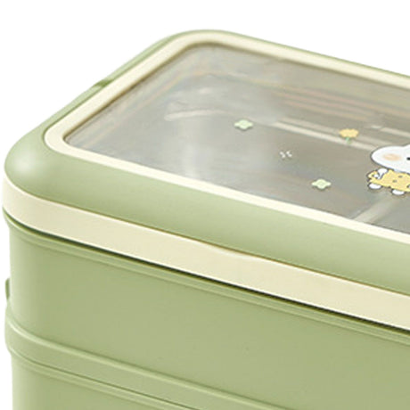Stainless Steel Insulated Lunch Box Multiple Compartments Fashionable Safe Stainless Steel Bento Box for Students Kids Green