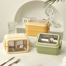 Stainless Steel Insulated Lunch Box Multiple Compartments Fashionable Safe Stainless Steel Bento Box for Students Kids Green