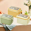 Stainless Steel Insulated Lunch Box Multiple Compartments Fashionable Safe Stainless Steel Bento Box for Students Kids Green