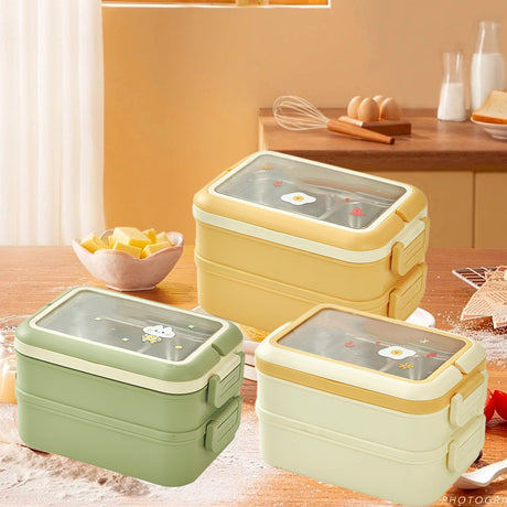 Stainless Steel Insulated Lunch Box Multiple Compartments Fashionable Safe Stainless Steel Bento Box for Students Kids Green