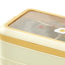 Stainless Steel Insulated Lunch Box Multiple Compartments Fashionable Safe Stainless Steel Bento Box for Students Kids Cream