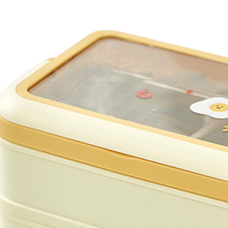 Stainless Steel Insulated Lunch Box Multiple Compartments Fashionable Safe Stainless Steel Bento Box for Students Kids Cream