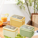 Stainless Steel Insulated Lunch Box Multiple Compartments Fashionable Safe Stainless Steel Bento Box for Students Kids Cream