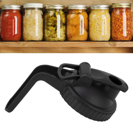 Wide Mouth Mason Jar Pour Spout Lid Leak Proof Mason Jar Flip Cap Lid with Handle Black