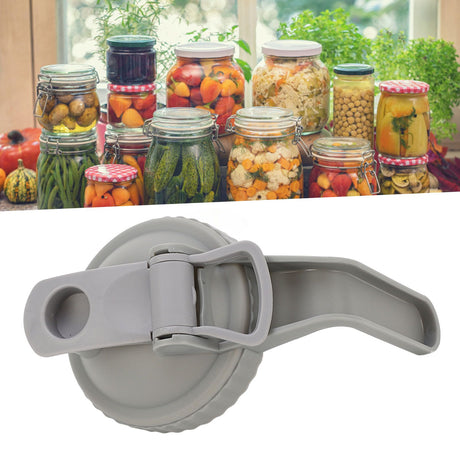 Wide Mouth Mason Jar Pour Spout Lid Leak Proof Mason Jar Flip Cap Lid with Handle Gray