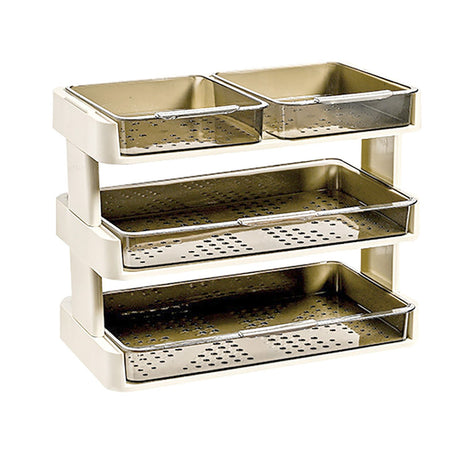 Kitchen Countertop Organizer Plastic Detachable Multifunctional Kitchen Storage Shelf Food Rack for Bedroom Bathroom Desktop Cream White 3 Tier