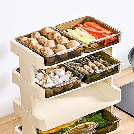Kitchen Countertop Organizer Plastic Detachable Multifunctional Kitchen Storage Shelf Food Rack for Bedroom Bathroom Desktop Cream White 3 Tier