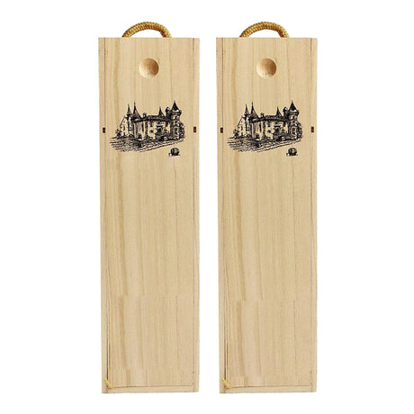 Single Bottle Wooden Wine Box with Lid Decorative Wood Grain Reusable Wine Storage Box