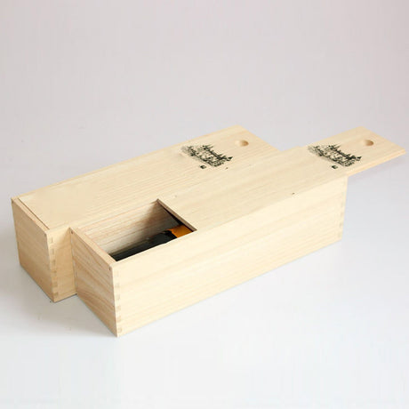 Single Bottle Wooden Wine Box with Lid Decorative Wood Grain Reusable Wine Storage Box
